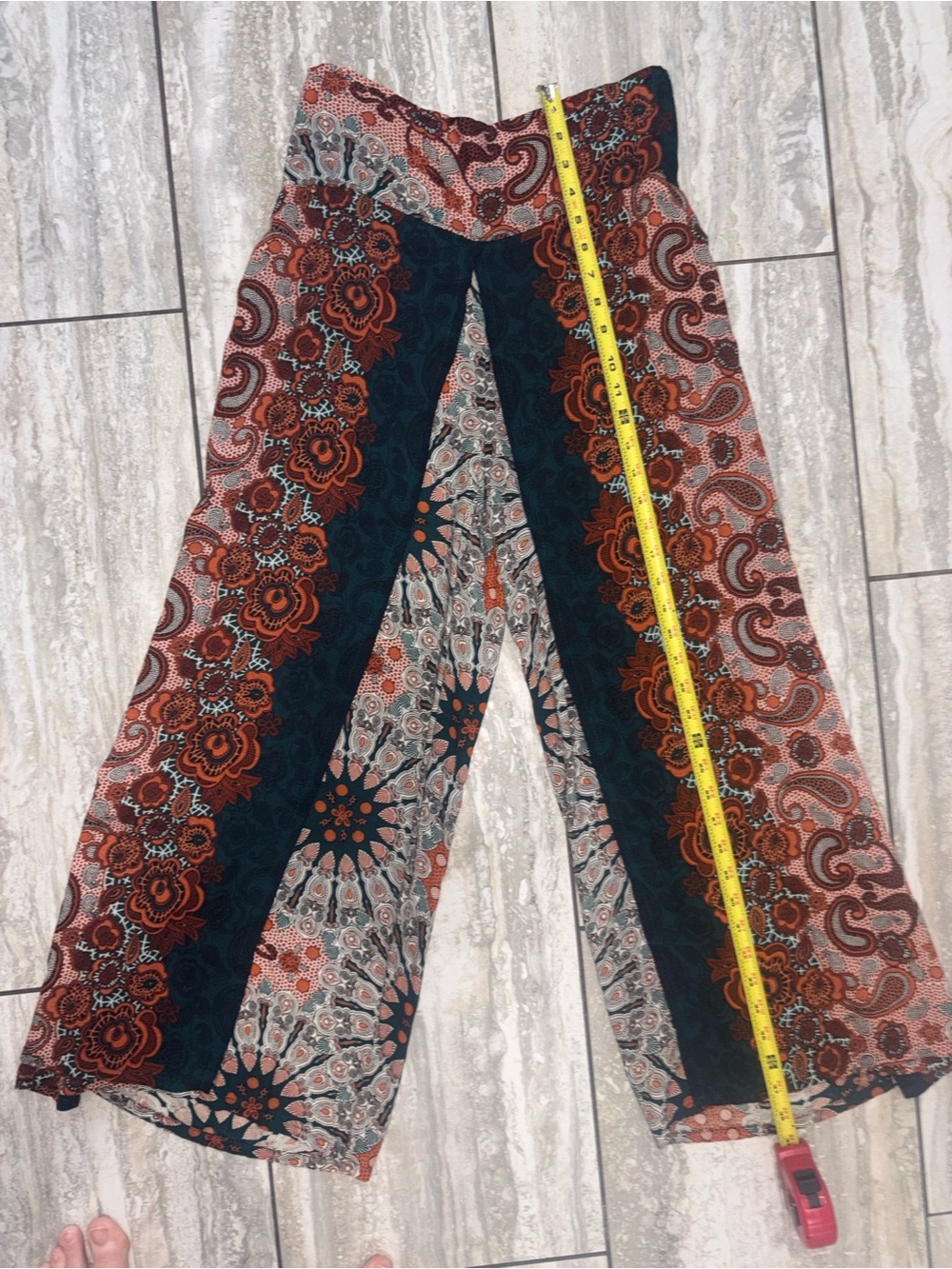 Loose Lucy’s Gypsy Boho Wide Leg Printed Palazzo Pants funky print EUC medium